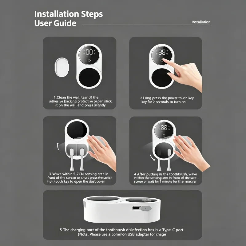 Portable Rechargeable Toothbrush Sterilizer Case